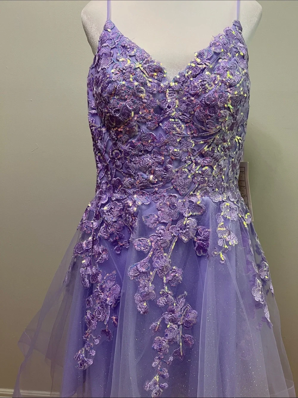 NWT Fiesta Fashion Lavender Lace Tulle Homecoming Dress XL Short Cocktail Prom